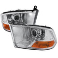 PROJECTOR HEADLIGHTS WITH CHROME HOUSING AND CLEAR LENS - SEQUENTIAL SWITCHBACK LED LIGHT BAR