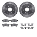 R1 11-24 Infiniti QX56 Rear Drilled & Slotted Silver Brake Rotor Set w/Optimum OE Pads and Hardware
