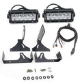 1115 F250/350 HOOD HINGES LED LIGHT BAR MOUNTS W/ FOUR 3IN CUBE LED WORK LIGHTS