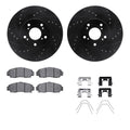 R1 99-14 Acura TL Front Drilled & Slotted Black Brake Rotor Set w/Ceramic Pads and Hardware