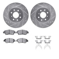 R1 14-20 Honda City Front Drilled & Slotted Silver Brake Rotor Set w/Optimum OE Pads and Hardware