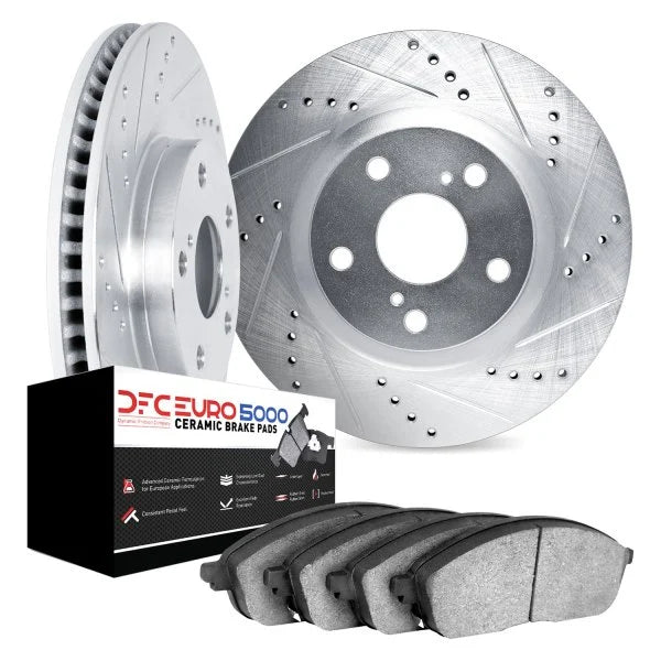 DFC 04-10 BMW 550i Front Drill/Slot Geoperformance Rotors Euro 5000 Ceramic Brake Pads w/Hardware