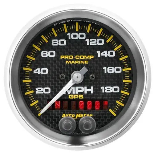 ~(0.8 lbs. 7X6X5)~ GAUGE SPEEDOMETER 3 3/8 IN 200MPH GPS MARINE CARBON FIBER