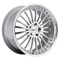 ~(36 lbs. 22X22X10)~ TSW SILVERSTONE 20x8.5 5/114.3 ET40 CB76.1 SILVER W/MIRROR CUT FACE AND LIP