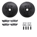 R1 Concepts Black Drilled Slotted Rotors with 5000 Oep Brake Pads Hdw Fits Ford F-150