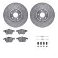 R1 04-13 Volvo V50 Front Drilled & Slotted Silver Brake Rotor Set w/Optimum OE Pads and Hardware