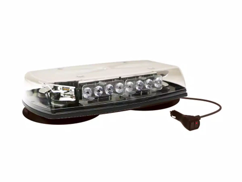 LED MINIBAR REFLEX 15IN ZERO OPTIC DOME 1224VDC 18 FLASH PATTERNS CLEAR DOME AMBER