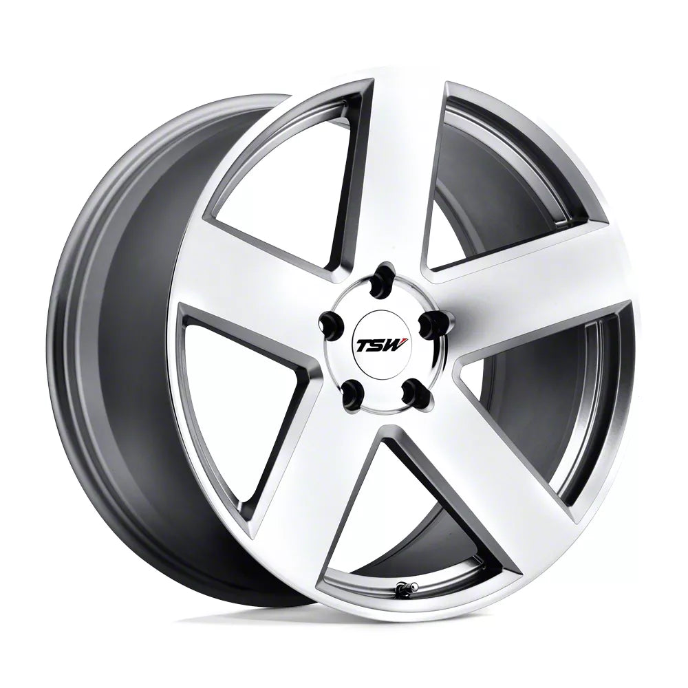 ~(38 lbs. 22X22X12)~ TSW BRISTOL 20x10.0 5/120 ET40 CB76.1 SILVER W/MIRROR CUT FACE