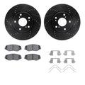 R1 16-21 Honda Civic Front Drilled & Slotted Black Brake Rotor Set w/Optimum OE Pads and Hardware