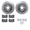 R1 09-24 Infiniti Q60 Rear Drilled & Slotted Silver Brake Rotor Set w/Optimum OE Pads and Hardware