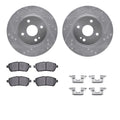 R1 11-15 Mazda 2 Front Drilled & Slotted Silver Brake Rotor Set w/Ceramic Pads and Hardware