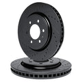 R1 86-95 Toyota 4Runner Front Drilled & Slotted Black Brake Rotor Set