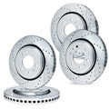 R1 02-09 Buick Rainier Front & Rear Drilled & Slotted Silver Brake Rotor Set