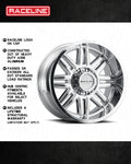 Aluminum Wheels 17x9 Split 948C Chrome 18 Offset 8 on 165.1 Bolt Pattern 125.2 Bore Raceline