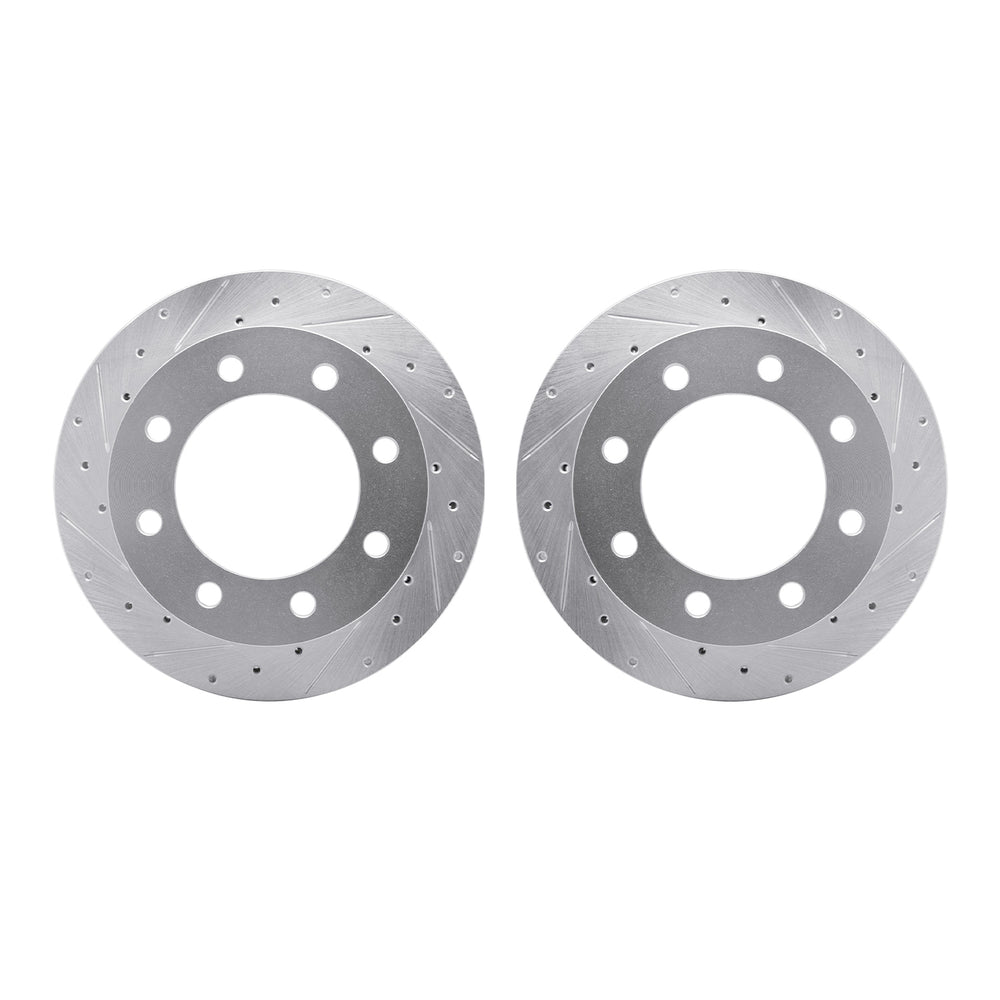 R1 99-05 Ford ExcursIon Rear Drilled & Slotted Silver Brake Rotor Set