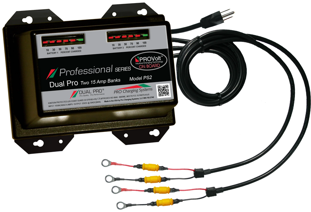 DUAL PRO PROFESSIONAL SRS LITHIUM/AGM TWO BANK 12V/15A SEALED WATERPROOF CHARGER