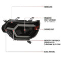 PROJECTOR HEADLIGHTS WITH MATTE BLACK HOUSING SMOKED LENS AND AMBER REFLECTOR AND SEQUENTIAL TURN SIGNAL