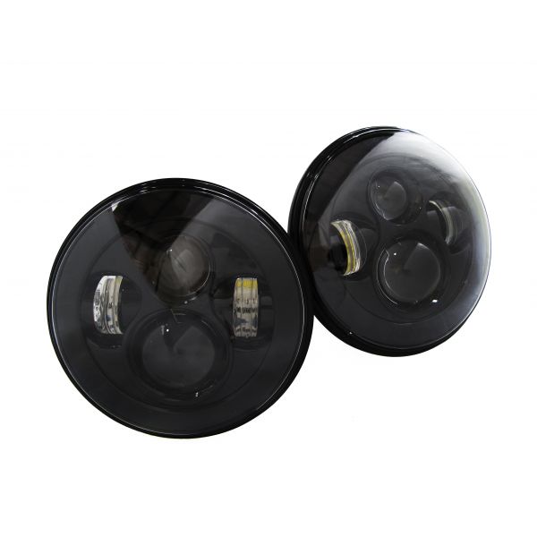 (2) 7IN LED PROJECTOR CONVERSION KIT 4X10WATT PLUG N PLAY H4 H/L (RECOMMENDED F