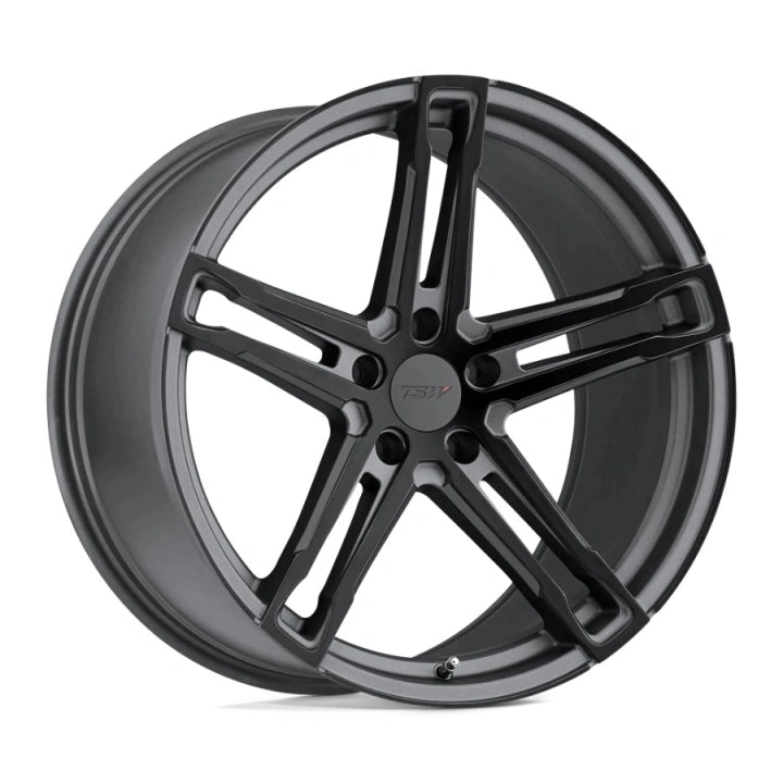 ~(27 lbs. 20X20X10)~ TSW MECHANICA 18x8.5 5/120 ET15 CB76.1 MATTE GUNMETAL W/MATTE BLACK FACE