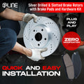 R1 98-08 Audi A4 Front Drilled & Slotted Silver Brake Rotor Set w/Euro Ceramic Pads and Hardware