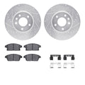 R1 11-17 Buick Verano Front Drilled & Slotted Silver Brake Rotor Set w/Optimum OE Pads and Hardware