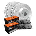 R1 21-25 Jeep Grand Wagoneer Front & Rear Drilled & Slotted Silver Brake Rotor Set