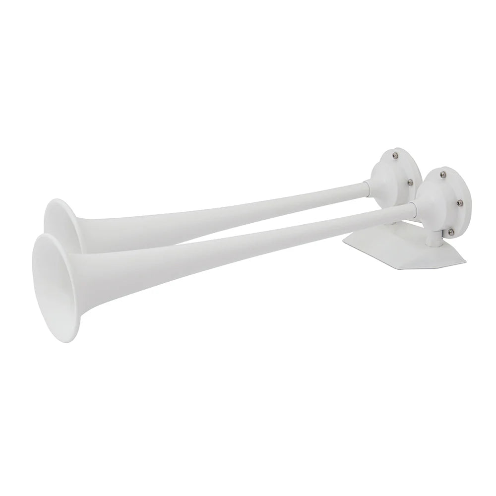 12V WHITE EPOXY COATED DUAL TRUMPET