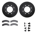 R1 11-19 Chevy Silverado 3500 HD Front Drill/Slot Black Rotors w/Optimum Pads