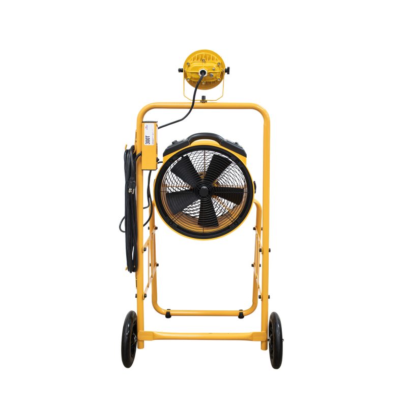 14IN COOLING FAN W/ 3HR TIMER MOBILE TROLLEY & L30 LED SPOTLIGHT YELLOW