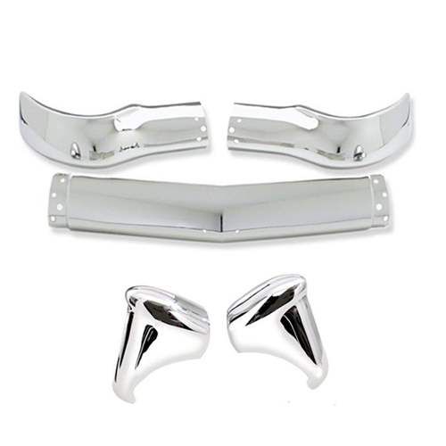 BUMPER; FRONT; CHROME; 5-PIECE SET;