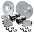 R1 83-93 Jaguar XJRS Front & Rear Drill/Slot Silver Rotors w/Euro Ceramic Pads