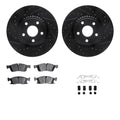 R1 12-25 Dodge Durango Front Drilled & Slotted Black Brake Rotor Set w/Ceramic Pads and Hardware
