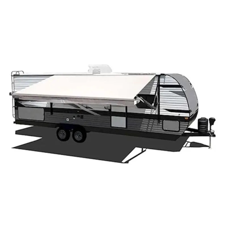 20 FT AWNING ROLL TUBE W/ WHITE CANOPY ASSEMBLY/END CAPS/12V LIGHT STRIP