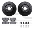R1 16-25 Mazda CX-9 Front Drilled & Slotted Black Brake Rotor Set w/Optimum OE Pads and Hardware