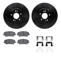 R1 18-23 Genesis G70 Front Drilled & Slotted Black Brake Rotor Set w/Optimum OE Pads and Hardware