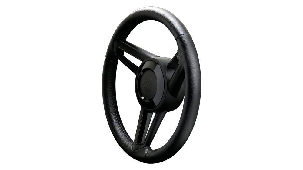 BLACK LEATHER GRIP BLACK HUB 13.8