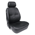 CLASSIC RECLINER LEFT BLACK VINYL TRIM BLACK VELOUR INSERT
