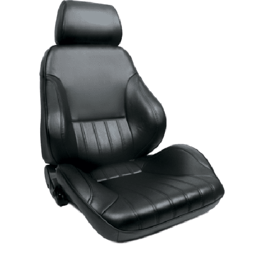 CLASSIC RECLINER LEFT BLACK VINYL TRIM BLACK VELOUR INSERT