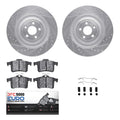 R1 10-19 Jaguar XKR-S Rear Drilled & Slotted Silver Brake Rotor Set w/Euro Ceramic Pads and Hardware