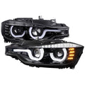 F30 SEDAN XENON PROJECTOR HEADLIGHTS FULL GLOSSY BLACK HOUSING AND CLEAR LENS - NOT COMPATIBLE ON HALOGEN MODELS