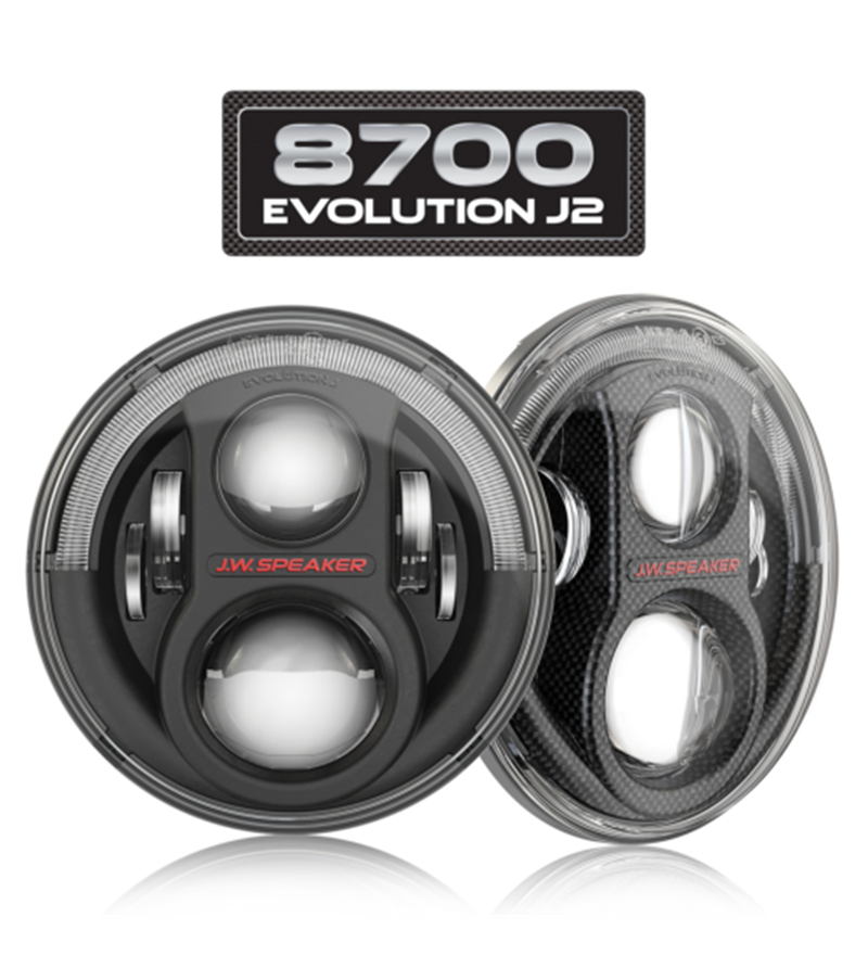 8700EVOJ2 12V ECE RHT LED HIGH/LOW BEAM HEADLIGHTS W/PARKING LIGHTS/ DRLBLK BEZEL 2 LIGHT KIT