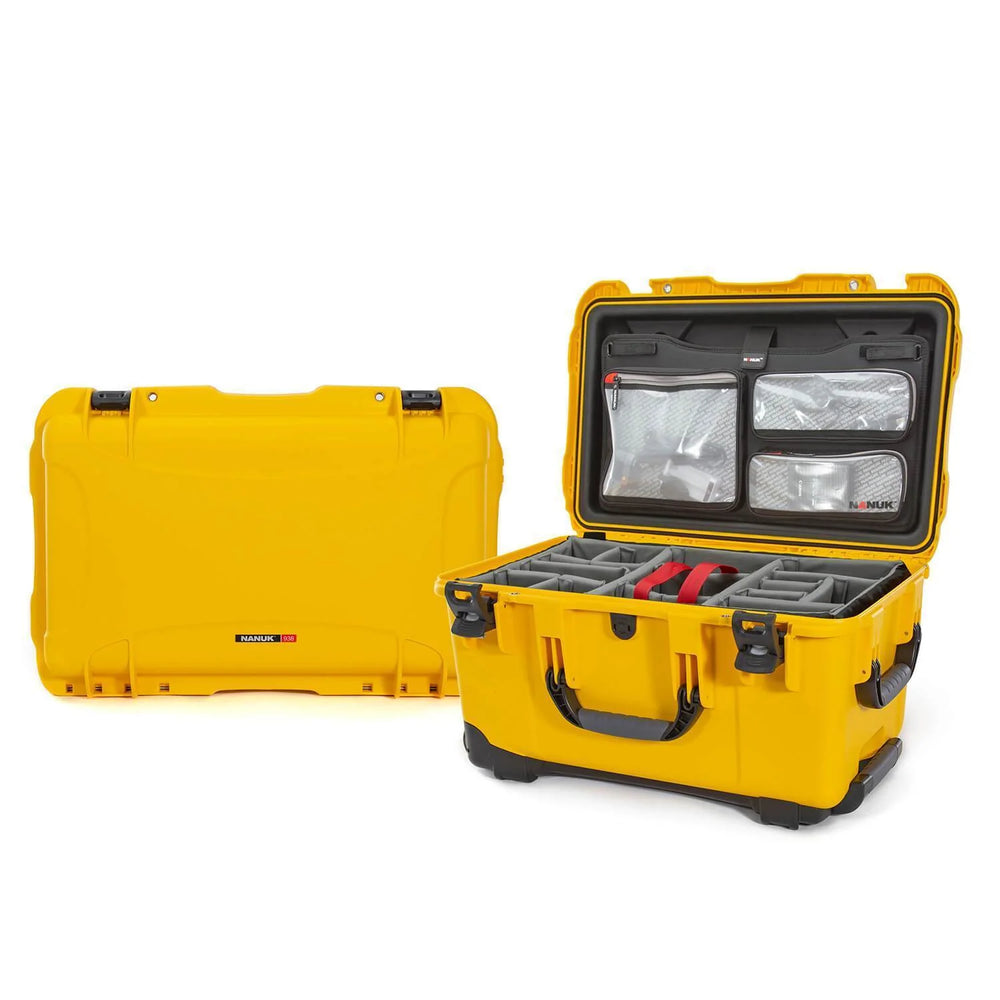 NANUK 938 CASE W/LID ORG.W/DIVIDERYELLOW INTERIOR: 21.5 X 12.5 X 11.6IN