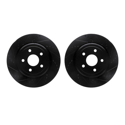 R1 12-24 Dodge Durango Rear Drilled & Slotted Black Brake Rotor Set