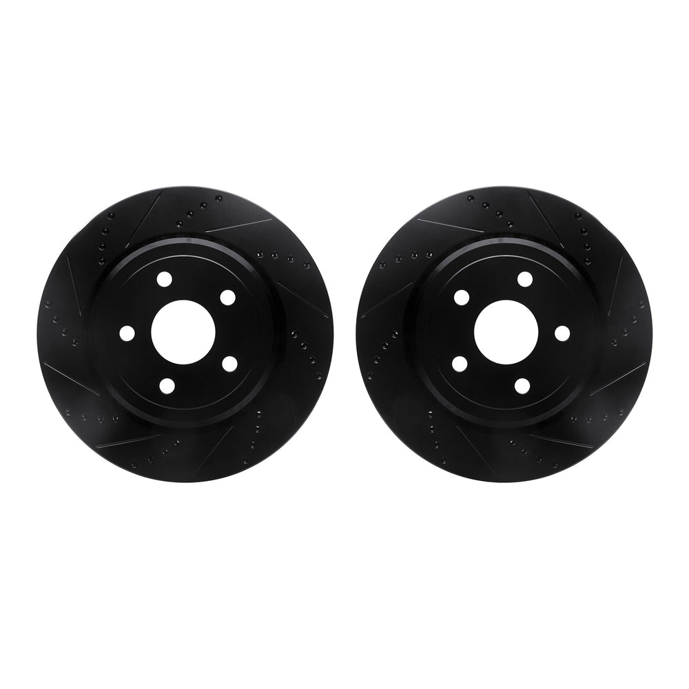R1 12-24 Dodge Durango Rear Drilled & Slotted Black Brake Rotor Set