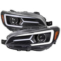 WRX PROJECTOR HEADLIGHTS DRL LED BAR MATTE BLACK HOUSING CLEAR LENS -SWITCHBACK AND SEQUENTIAL TURN SIGNAL (FOR FACTORY HALOGEN HEADLIGHT WITHOUT LED DRL MODELS ONLY)