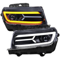 CHEVY CAMARO LED LT BAR PROJ H.L FULL GLOSSY BLACK HOUSING SMOKE LENS