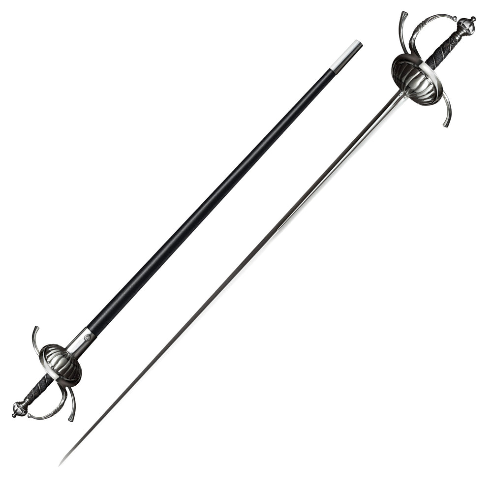 RIBBED SHELL SWEPT HILT FENCING RAPIER W/ 41.5IN BLADE