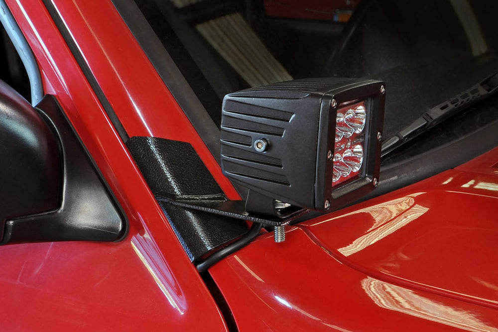 LED Light Mount Lower A-Pillar Pod Pair Jeep Cherokee XJ 2WD 4WD (84-01)