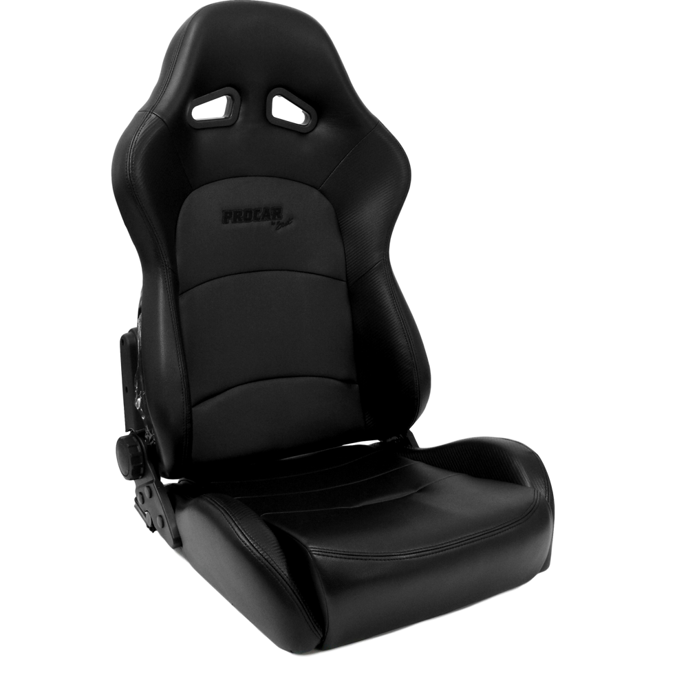 PROCAR SEAT SPORT PRO XL RECLINER COMMON BLACK VINYL TRIM BLUE VELOUR INSERT