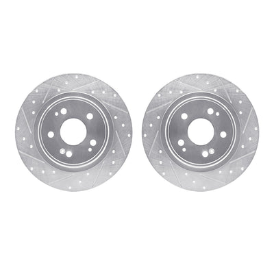 R1 17-20 Acura MDX Rear Drilled & Slotted Silver Brake Rotor Set